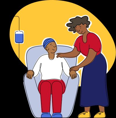an adult woman caring for a sick relative