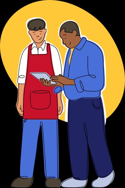 An employee with their manager