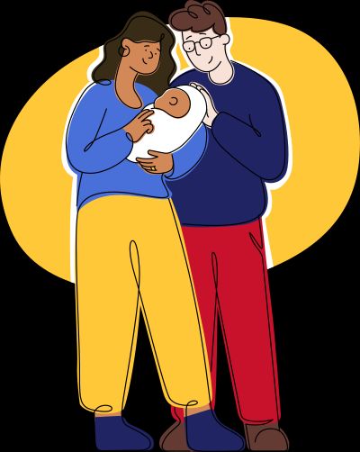 An employee holding their newborn baby