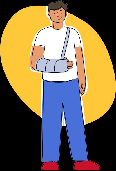 an injured employee with a cast sling on their arm